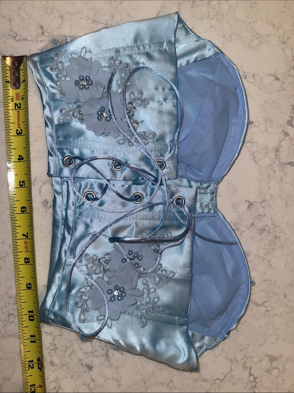 Satin Floral Appliqué Bustier Top in Light Blue Sparkl Fairy Couture - Picture 4 of 9